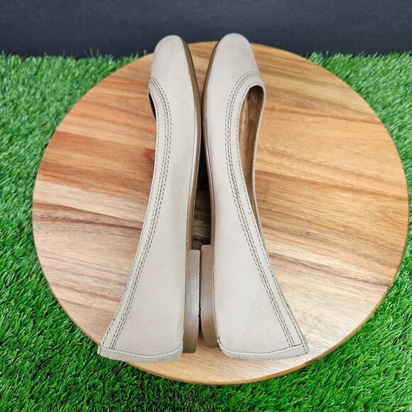 Frye Carson Leather Slip On Ballet Flats Size 8.5 M Beige Brown Round Toe - Picture 10 of 13